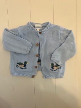 Little English Light Blue Knit Cardigan with Duck Patches